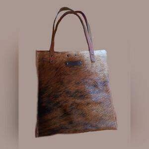 Sarep + Rose Cow Authentic Cowhide Tote Bag with Leather Handles